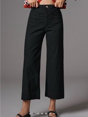 Anthropologie Black Wide-Leg Boot Cut Cropped Pants